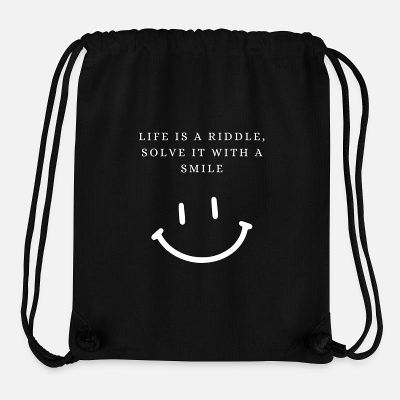 Life is a riddle - solve it with a smile - white - Stanley/Stella Recycled Gym Bag - black