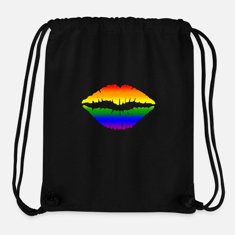 Lèvres arc-en-ciel - Sac à cordon recyclé Stanley/Stella - noir