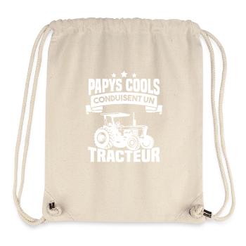 Papys cools conduisent un tracteur humour - Sac à cordon recyclé Stanley/Stella - blanc naturel - Devant
