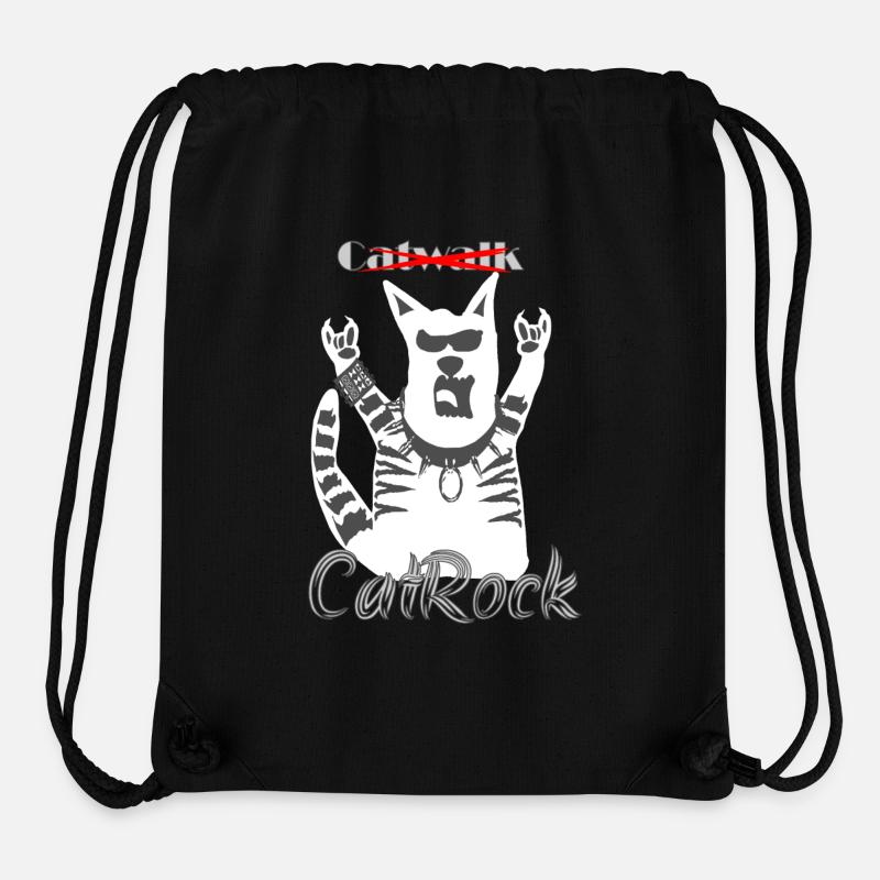 Drôle de chat Fourchette à frites Heavy Metal - Sac à cordon recyclé Stanley/Stella - noir