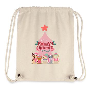 Pink Doggy Christmas - Stanley/Stella Recycled Gym Bag - natural - Front