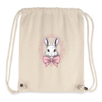 Vintage Coquette Bunny with Pink Ribbon - Stanley/Stella Recycled Gym Bag - natural - Front