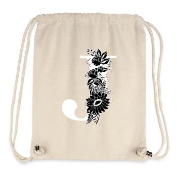 Lettre j floral noir et blanc - Sac à cordon recyclé Stanley/Stella - blanc naturel - Devant