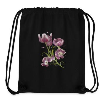 Tulpen und Sterne, Mixed Media Kunstwerk - Stanley/Stella recycelter Gym Bag - Schwarz - Vorne