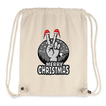 Frohes Weihnachten Peacezeichen Motiv - Stanley/Stella recycelter Gym Bag - Naturweiß - Vorne