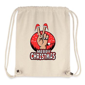 Frohes Weihnachten Peacezeichen Motiv - Stanley/Stella recycelter Gym Bag - Naturweiß - Vorne