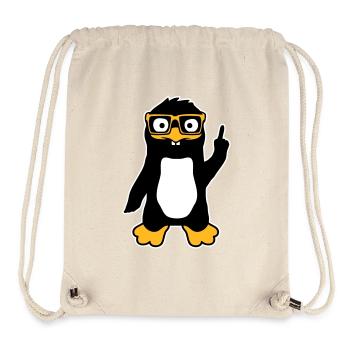 Penguin Nerd Glasses Index Finger Smug Lus - Stanley/Stella Recycled Gym Bag - natural - Front