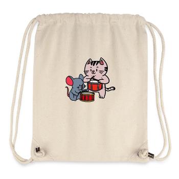 Musicians Mouse Drummer Kids Toddler Cat - Stanley/Stella Recycled Gym Bag - natural - Front