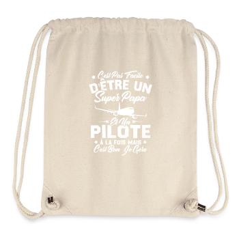 Un Super Papa Et Un Pilote - Sac à cordon recyclé Stanley/Stella - blanc naturel - Devant