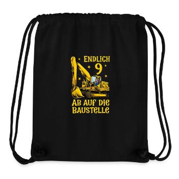 Ab auf die Baustelle - Bagger Geburtstag 9 Jahre - Stanley/Stella recycelter Gym Bag - Schwarz - Vorne