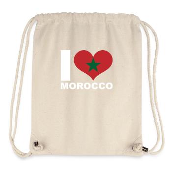 J’aime le Maroc coeur drapeau Maroc - Sac à cordon recyclé Stanley/Stella - blanc naturel - Devant