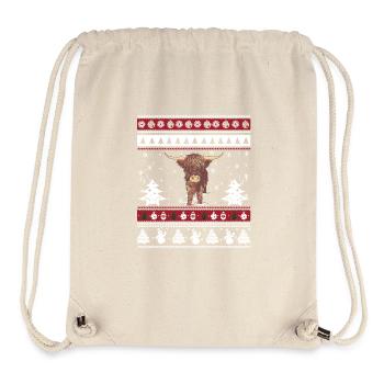 Highland Cattle Ugly Noël - Sac à cordon recyclé Stanley/Stella - blanc naturel - Devant