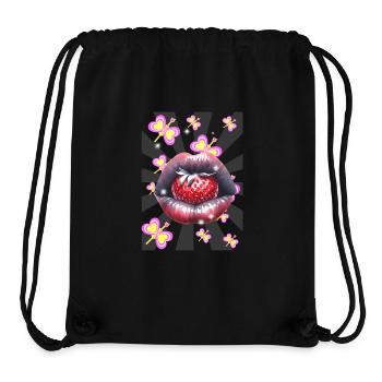 Sommer Erdbeer Liebe Kussmund Retro 60er - Stanley/Stella recycelter Gym Bag - Schwarz - Vorne