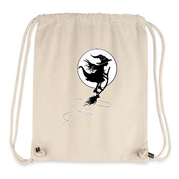 Sorcière volant au clair de lune - Halloween Design - Sac à cordon recyclé Stanley/Stella - blanc naturel - Devant