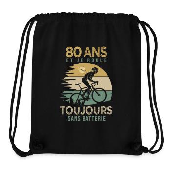 80 ans cadeau vélo 80 anniversaire velo - Sac à cordon recyclé Stanley/Stella - noir - Devant
