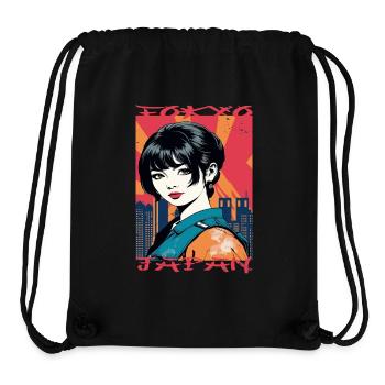 Tokyo, Japon - Sac à cordon recyclé Stanley/Stella - noir - Devant