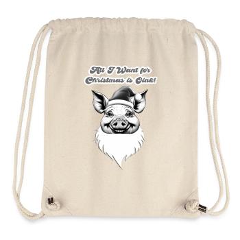 Schwein – All I Want for Christmas Is Oink - Stanley/Stella recycelter Gym Bag - Naturweiß - Vorne