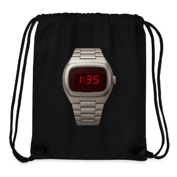 Montre-bracelet élégante avec LED rouges enfant des années 70 - Sac à cordon recyclé Stanley/Stella - noir - Devant