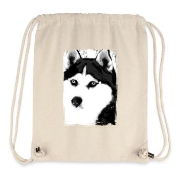 Black and white Husky portrait on textile - Stanley/Stella Recycled Gym Bag - natural - Front