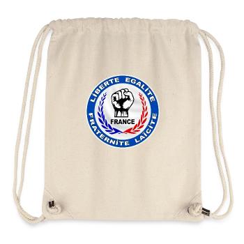 France logo tricolore 4 - Sac à cordon recyclé Stanley/Stella - blanc naturel - Devant