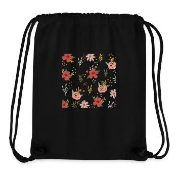 Floral Print Pattern Flower Nature Lover Cute Gift - Stanley/Stella Recycled Gym Bag - black - Front