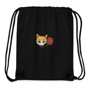 Katze Garn Häkeln - Stanley/Stella recycelter Gym Bag - Schwarz - Vorne