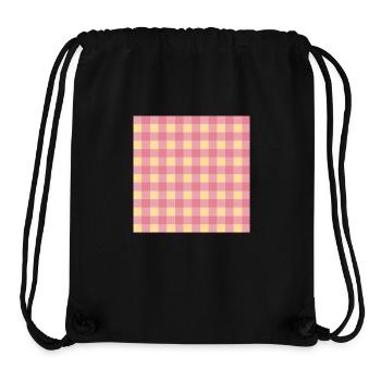 Retro 70's Buffalo Plaid Pattern Yellow & Pink - Stanley/Stella Recycled Gym Bag - black - Front