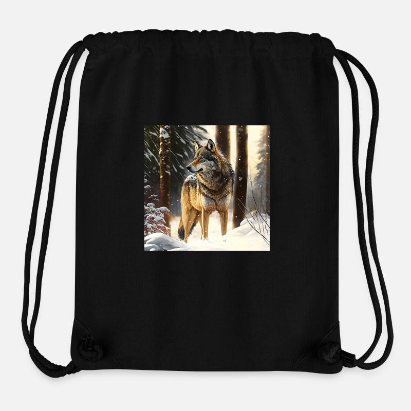 Wolf im Schneebedeckten Wald - Stanley/Stella recycelter Gym Bag - Schwarz