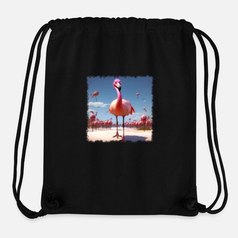 Flamant rose frais - Sac à cordon recyclé Stanley/Stella - noir