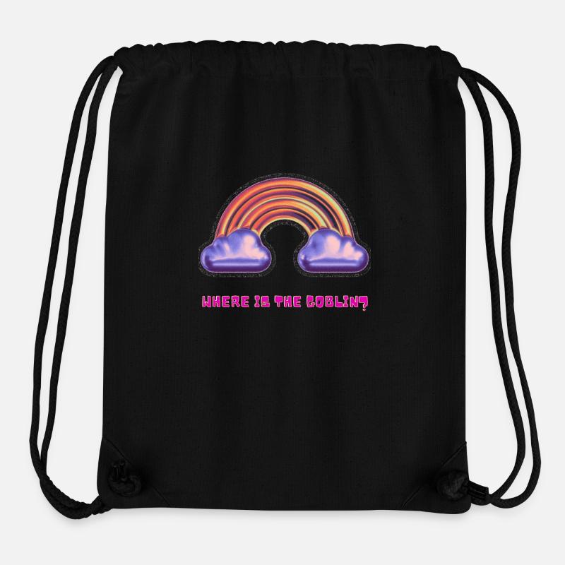 Où est le gobelin ? Arc-en-ciel métallique - Sac à cordon recyclé Stanley/Stella - noir