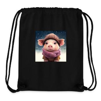 Süßes Ferkel mit Most und Schal im Schnee - Stanley/Stella recycelter Gym Bag - Schwarz - Vorne