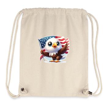 Pygargue à tête blanche mignon avec drapeau des États-Unis - Sac à cordon recyclé Stanley/Stella - blanc naturel - Devant