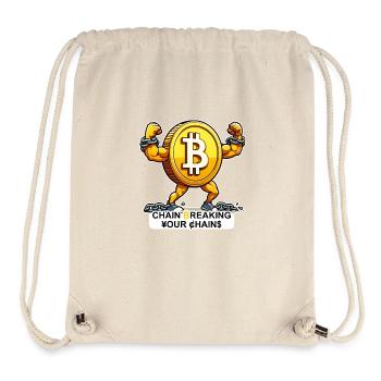 Bitcoin BTC - Chaîne brisant vos chaînes - Sac à cordon recyclé Stanley/Stella - blanc naturel - Devant