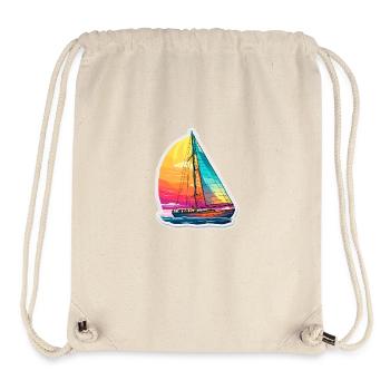 Voilier - illustration - Sac à cordon recyclé Stanley/Stella - blanc naturel - Devant
