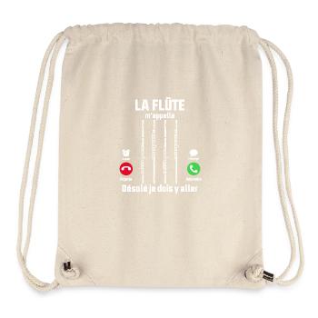 La flûte m'appelle idée Cadeau flûtiste - Sac à cordon recyclé Stanley/Stella - blanc naturel - Devant