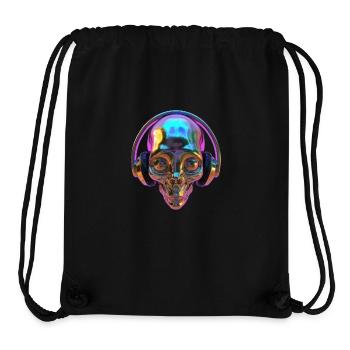 Chromatischer Alien-Kopf mit Kopfhörern - Stanley/Stella recycelter Gym Bag - Schwarz - Vorne