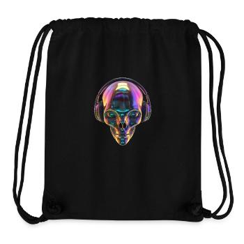 Chromatischer Alien-Kopf mit Kopfhörern - Stanley/Stella recycelter Gym Bag - Schwarz - Vorne