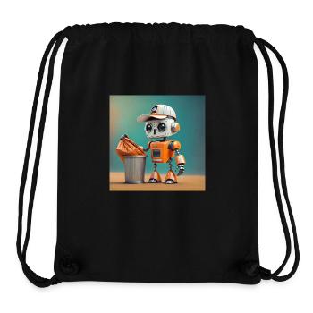 cute little orange futuristic vintage robot - Stanley/Stella Recycled Gym Bag - black - Front