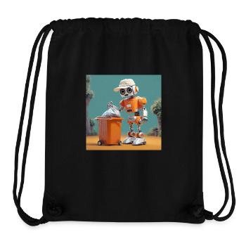 cute little orange futuristic vintage robot - Stanley/Stella Recycled Gym Bag - black - Front