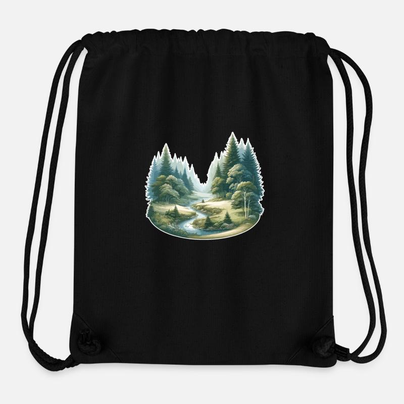 Paysage - Illustration - Sac à cordon recyclé Stanley/Stella - noir