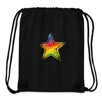 Star Drawn Path CMYK Rainbow Masked Turned - Stanley/Stella Recycled Gym Bag - black - Front