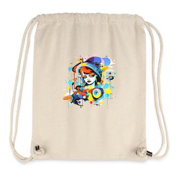 Beautiful female paint art Face colorful woman - Stanley/Stella Recycled Gym Bag - natural - Front