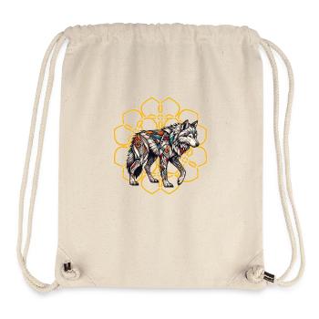 Loup tribal dans le mandala doré - Sac à cordon recyclé Stanley/Stella - blanc naturel - Devant