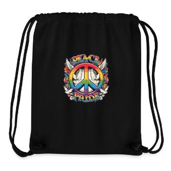 Paix Amour Fierté Arc-en-ciel Design - Sac à cordon recyclé Stanley/Stella - noir - Devant