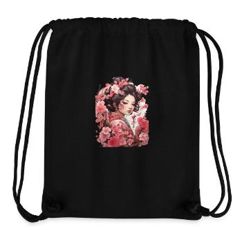 Woman in kimono with cherry and plum patterns - Stanley/Stella Recycled Gym Bag - black - Front