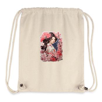 Woman in kimono with cherry and plum patterns - Stanley/Stella Recycled Gym Bag - natural - Front
