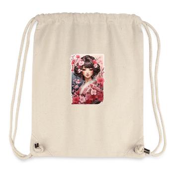 Woman in kimono with cherry and plum patterns - Stanley/Stella Recycled Gym Bag - natural - Front