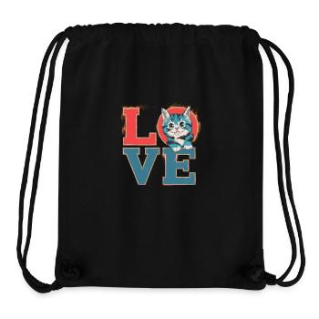"Love Kitten: The Magic of Purring" - Stanley/Stella Recycled Gym Bag - black - Front