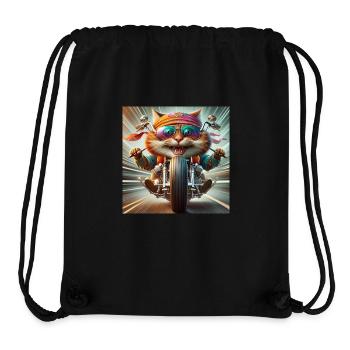 Gato Loco BikerCat Motorcycle Cat Riding Cruising - Stanley/Stella Recycled Gym Bag - black - Front