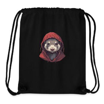 Cooles Frettchen mit Kapuze - Stanley/Stella recycelter Gym Bag - Schwarz - Vorne